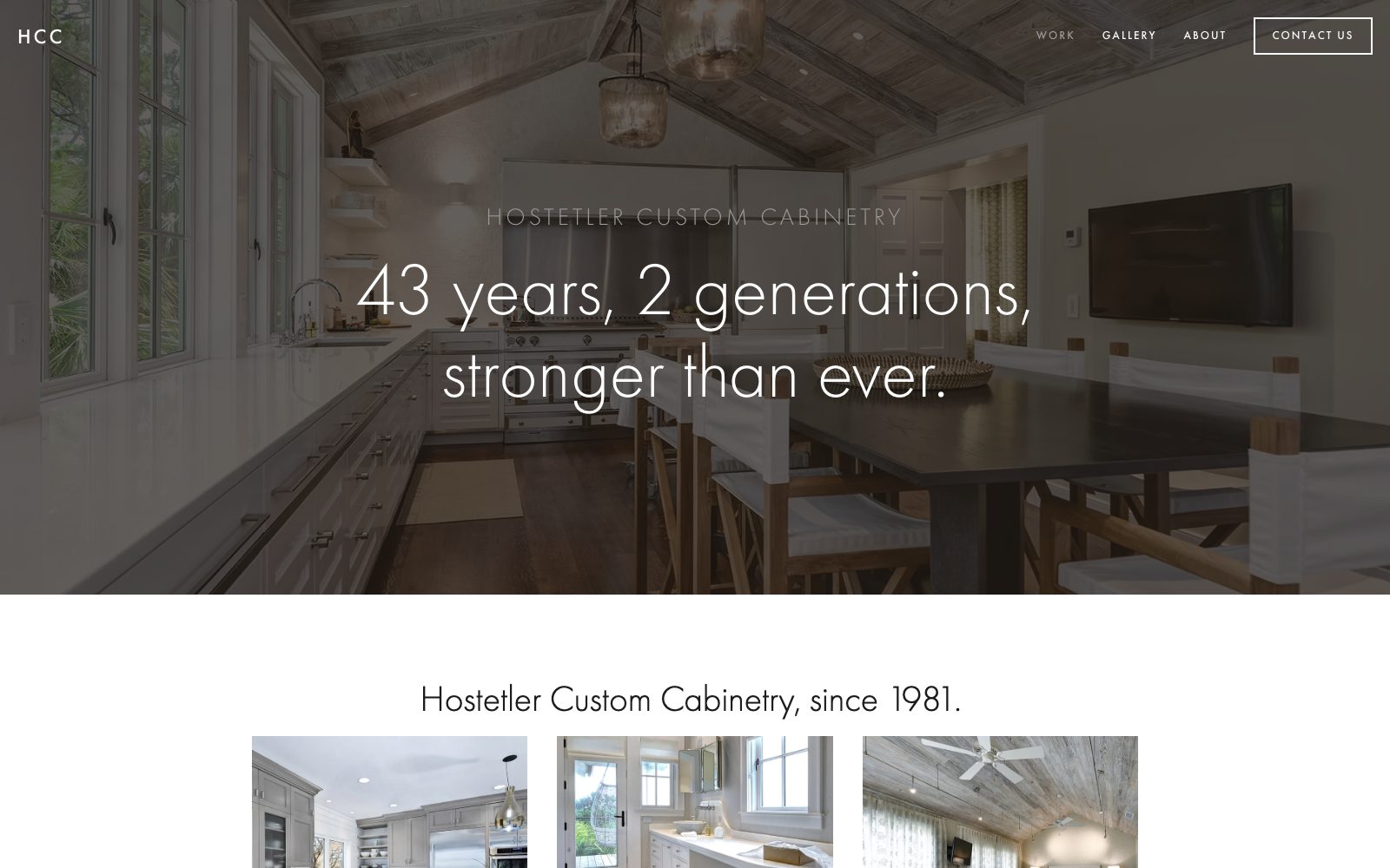 The current hostetlercustom.com homepage