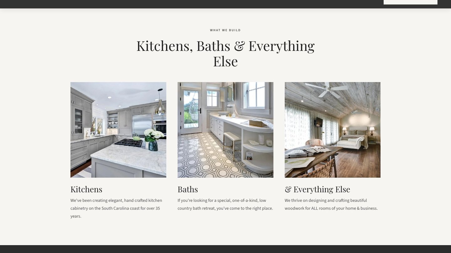 The what we build section of the new homepage