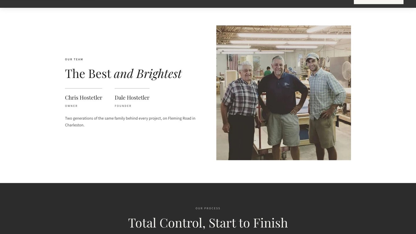 The team section of the new homepage