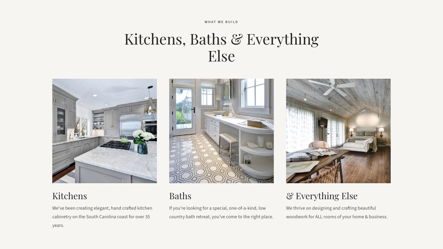 The what we build section of the new homepage